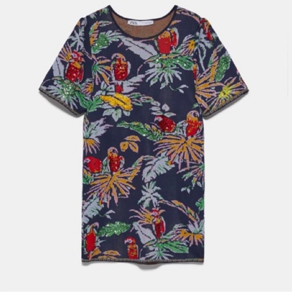 ZARA Sequin Tropical
Jacquard Dress - Picture 2 of 6